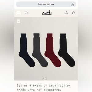 Hermes men’s set of 4 socks size 12 NWT